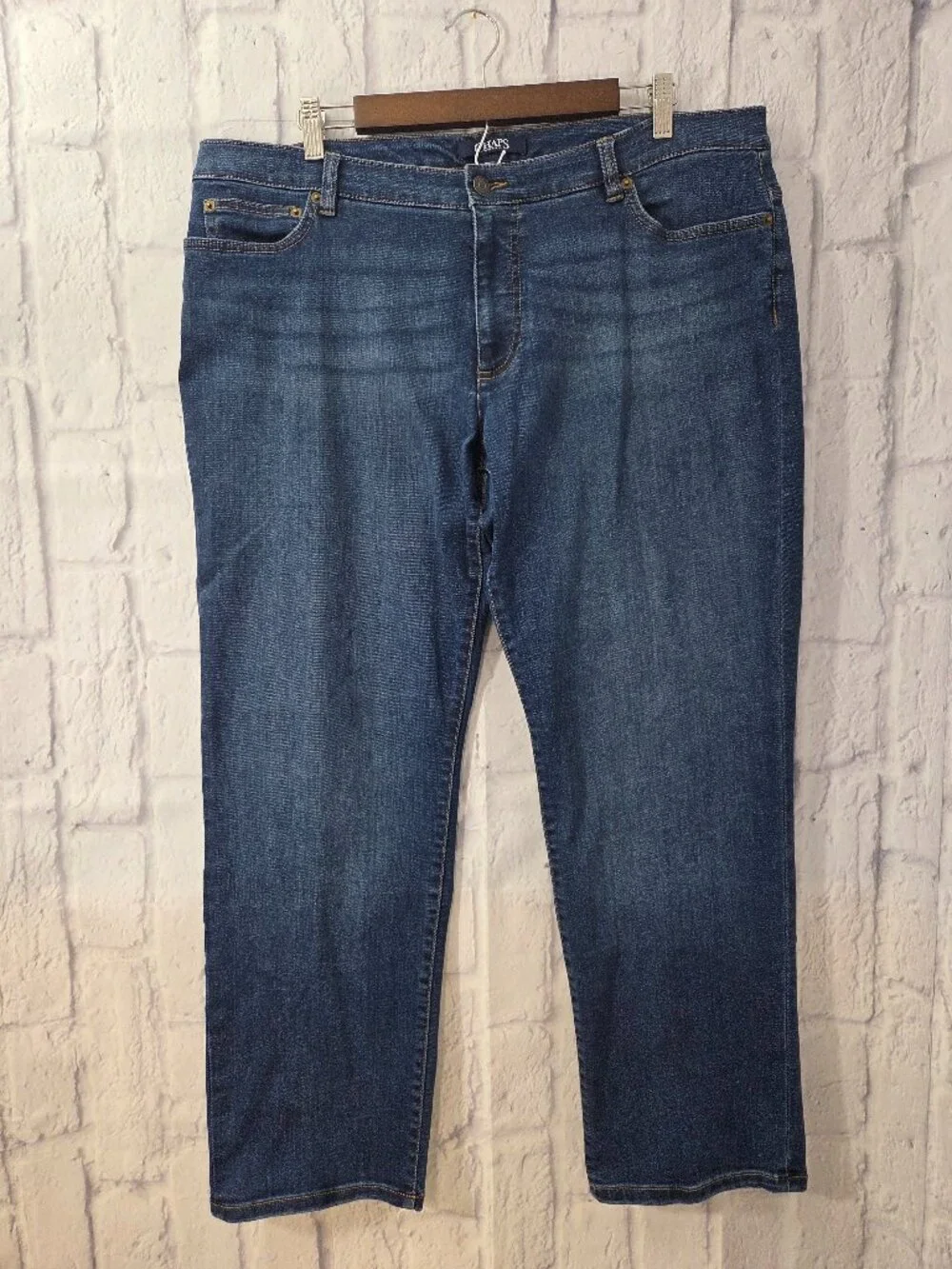 Chaps Denim 20W Medium Wash Denim Blue Faded Straight Leg Mid Rise Jeans